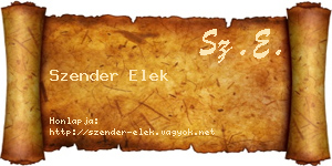 Szender Elek névjegykártya
